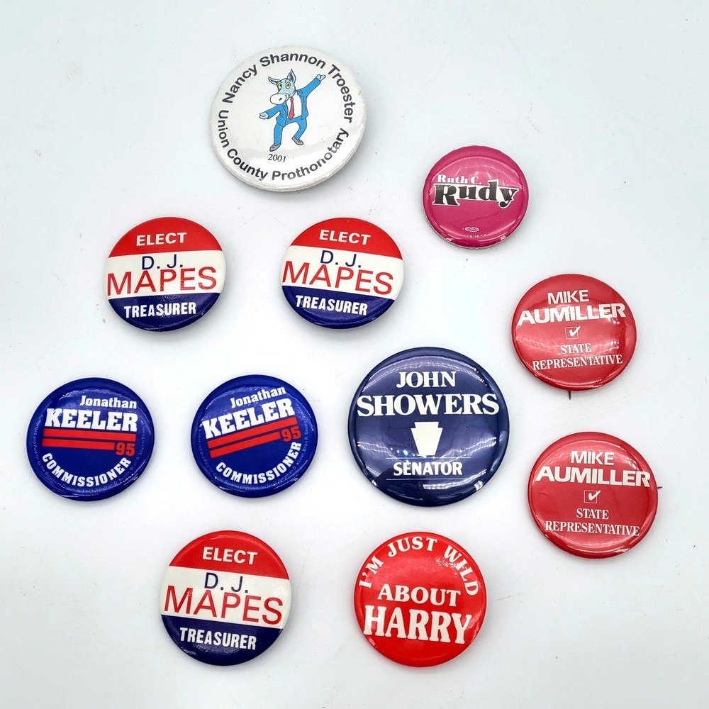 Lot of 11 Vintage Pennsylvania PA Political Campaign Buttons Pins